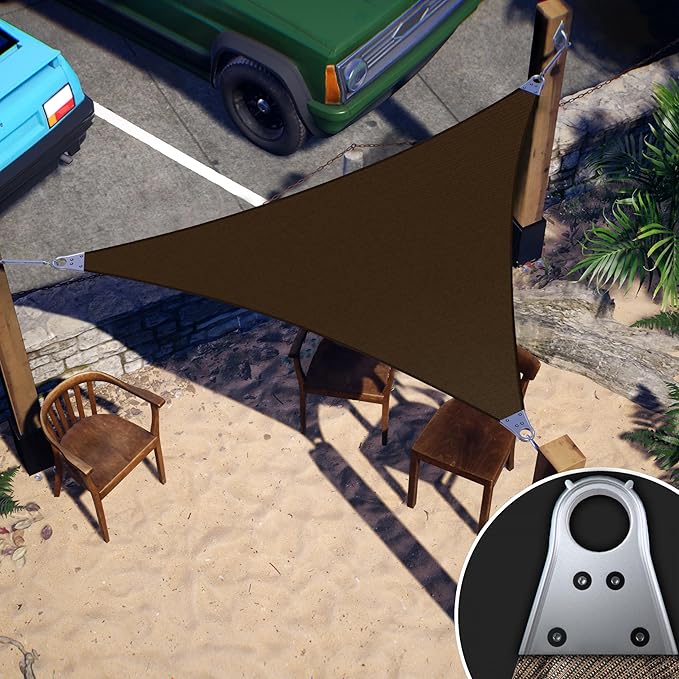 ColourTree Super Ring 29' x 44' x 52.7' Brown Right Triangle Customized Size Sun Shade Sail,Commercial Grade Canopy, Reinforced Corners & Edges, 260 GSM Fabric Heavy Duty -3 Years Warranty