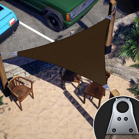 ColourTree Super Ring 19' x 28' x 33.84' Brown Right Triangle Customized Size Sun Shade Sail,Commercial Grade Canopy, Reinforced Corners & Edges, 260 GSM Fabric Heavy Duty -3 Years Warranty