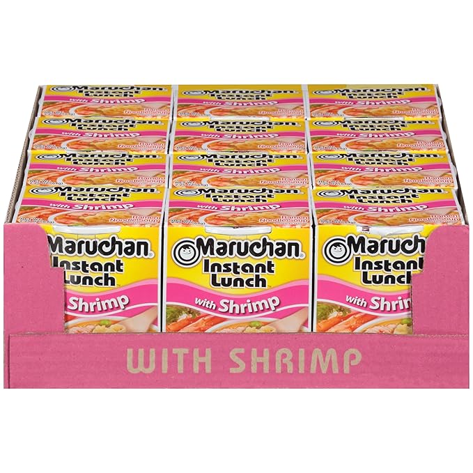 Maruchan Instant Lunch Shrimp, Ramen Noodle Soup, Microwaveable Meal, 2.25 Oz, 12 Count