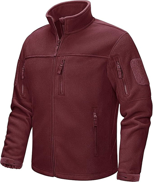 CRYSULLY Men's Fleece Jacket Tactical Full-Zip Winter Coat Jackets Multi Pockets