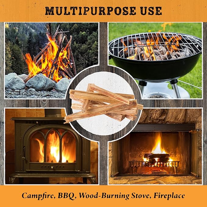 Fatwood Fire Starter Sticks 10lb Box - Indoor or Outdoor All Natural Pine Fire Starters for Campfires, Fireplace, Firepit, Wood Stove, or BBQ Grill - Kindling Wood Firewood Lighter by Pure Garden