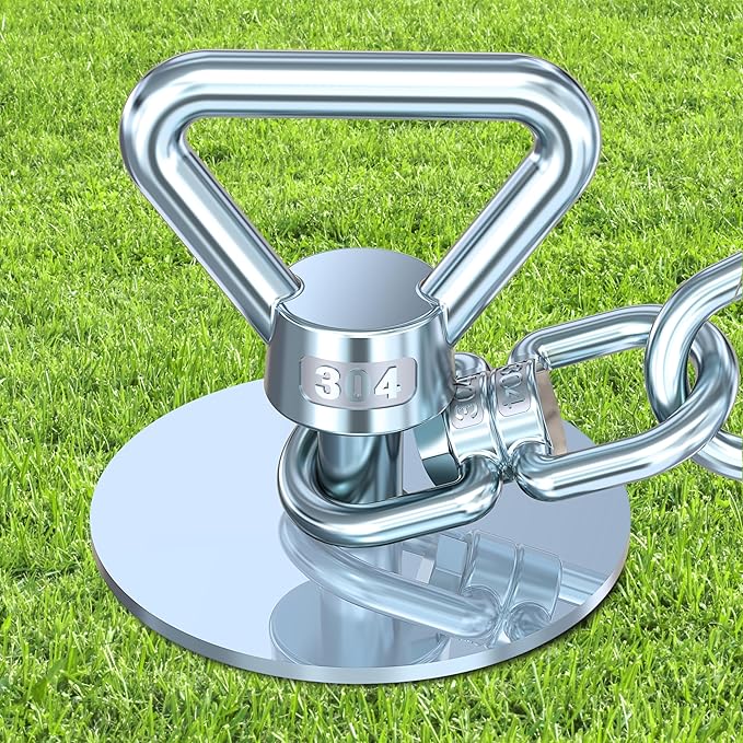Heavy Duty 304 Stainless Steel Dog Tie Out Anchor - 360 Swivel Yard Stake for Dogs Over 250 LBS - Suitable for Any Leash, Ideal for Yard, Beach, Camping