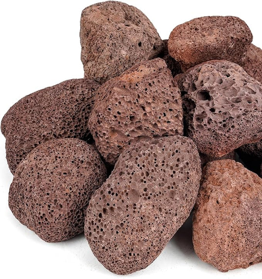 Mr. Fireglass Lava Rock Granules, 2.75"-5" Large Volcanic Lava Rock for for Fire Pits, Fire Bowls, Fire Table and Gas Log Sets, Decorative Landscaping, Indoor & Outdoor Fireplaces - 10 Pounds, Red