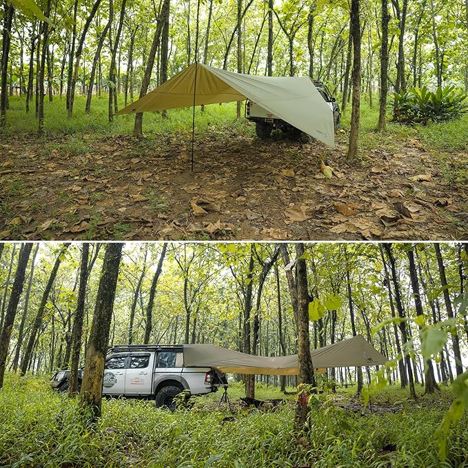 GEERTOP Large Car Awning Tarp for Camping Backpacking Tarp SUV Tailgate Truck Canopy Sun Shade Waterproof Outdoor Rear Vehicle Awning Shelter for Van, MPV, Campers