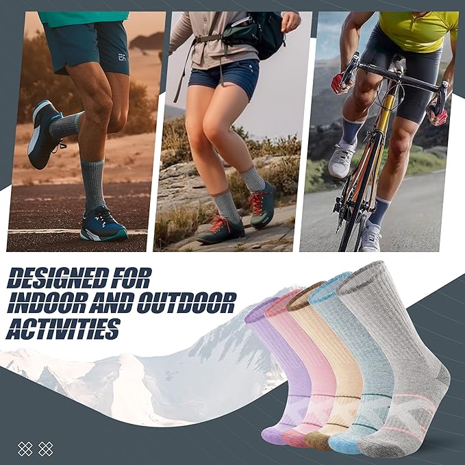 ANTSANG 5 Pairs Merino Wool Hiking Socks for Men & Women Thermal Winter Warm Moisture Wicking Cushion Boot Socks