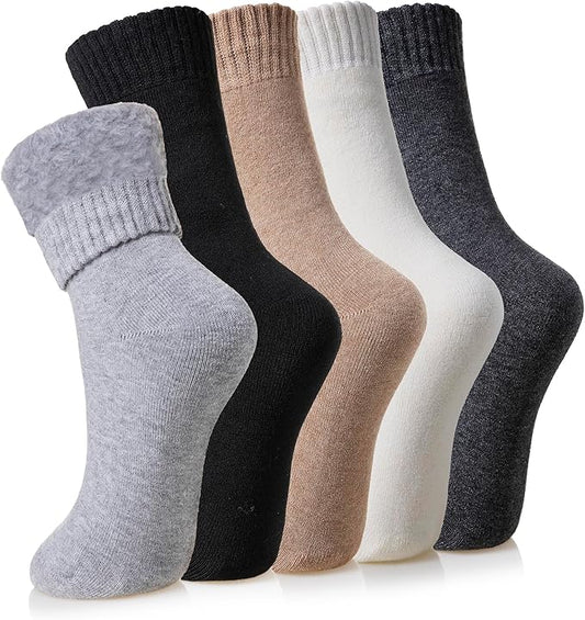 Velice Winter Warm Thermal Socks for Women Extra Thick Insulated Heated Crew Boot Socks for Cold Weather 5 Pairs