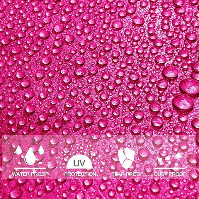 STARPYNG-7 Mil Pink/Silver 10x10 Feet Tarp-Multifunctional Waterproof Tarpaulin-Waterproof, UV Resistant, Rip and Tear Resistant, Poly Tarpaulin with Reinforced Edges for Cover