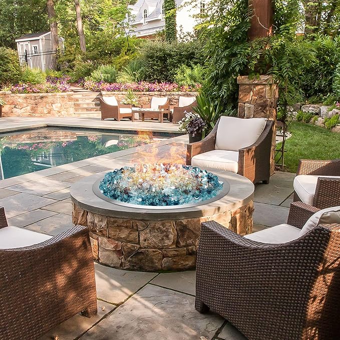 Stanbroil 25 Inch Drop-in Round Natural Gas Fire Pit Kit with Spark Ignition,304 Stainless Steel Fire Pit Burner for Outdoor Indoor- Natural Gas Version