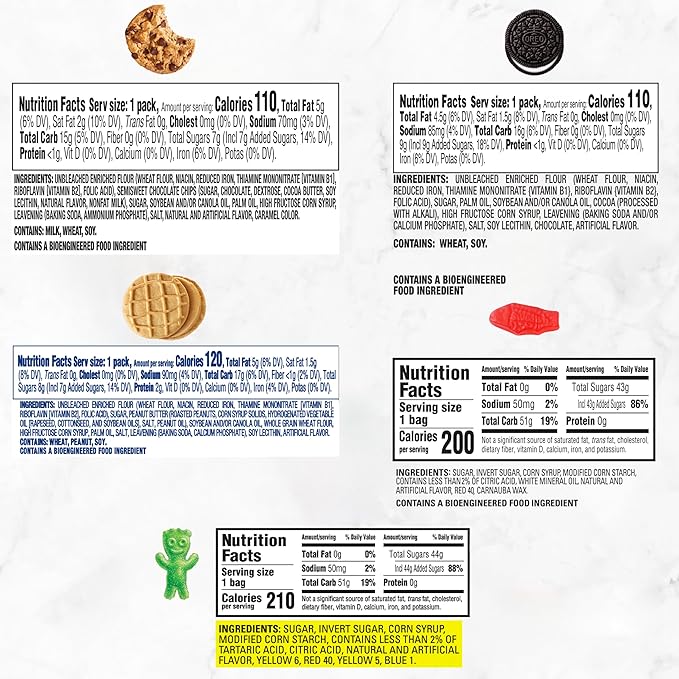 OREO, CHIPS AHOY!, Nutter Butter, SOUR PATCH KIDS & SWEDISH FISH Candy & Cookies Variety Pack, 40 Snack Packs