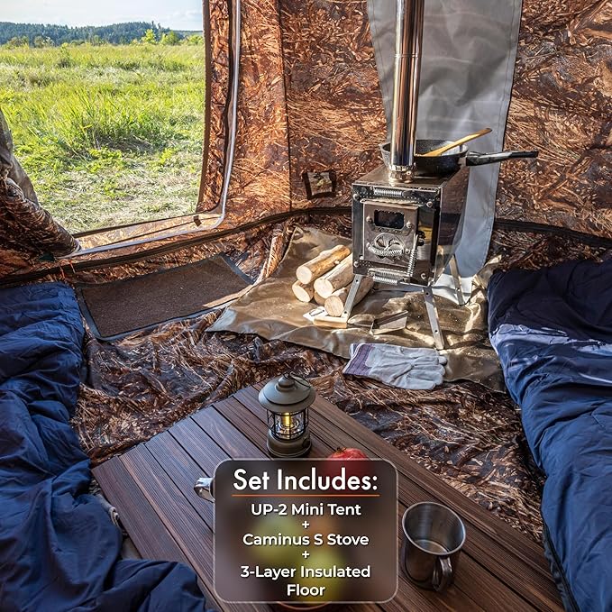 Rbm Outdoors Hot Tent with Stove Jack, Easy Setup 4 Season Winter Tents for Camping, Cold Weather Wall Double Layer Waterproof & Windproof Shelter