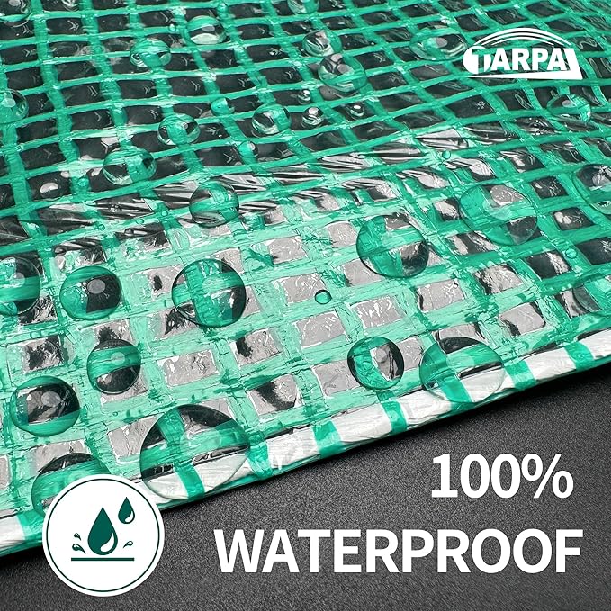 TARPAL 7'x12' Clear Green Tarp Heavy Duty Waterproof 12mil with Grommets or Zip Ties for Small Greenhouse for Outdoors Garden,Farm,Chicken Coops