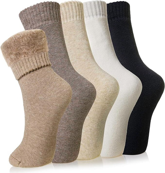 Velice Winter Warm Thermal Socks for Women Extra Thick Insulated Heated Crew Boot Socks for Cold Weather 5 Pairs