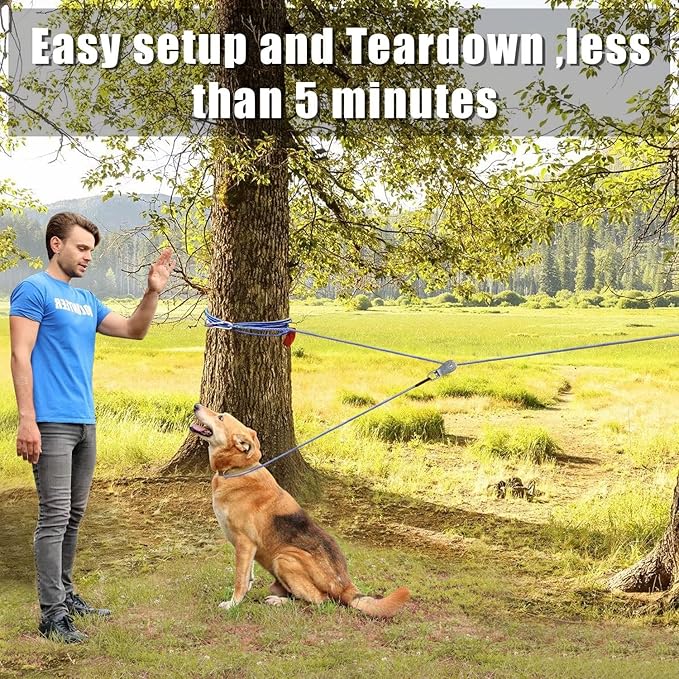 Dog Runner for Yard with Trolley Camping Line Dogs Run Cable Dog Zipline for Backyard