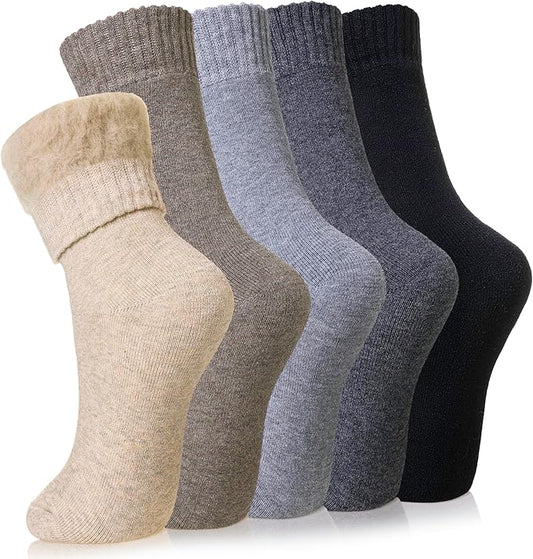 Velice Winter Warm Thermal Socks for Women Extra Thick Insulated Heated Crew Boot Socks for Cold Weather 5 Pairs