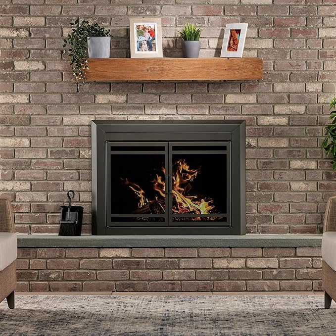 UniFlame Black Fireplace Ash Shovel and Brush Set with Pan