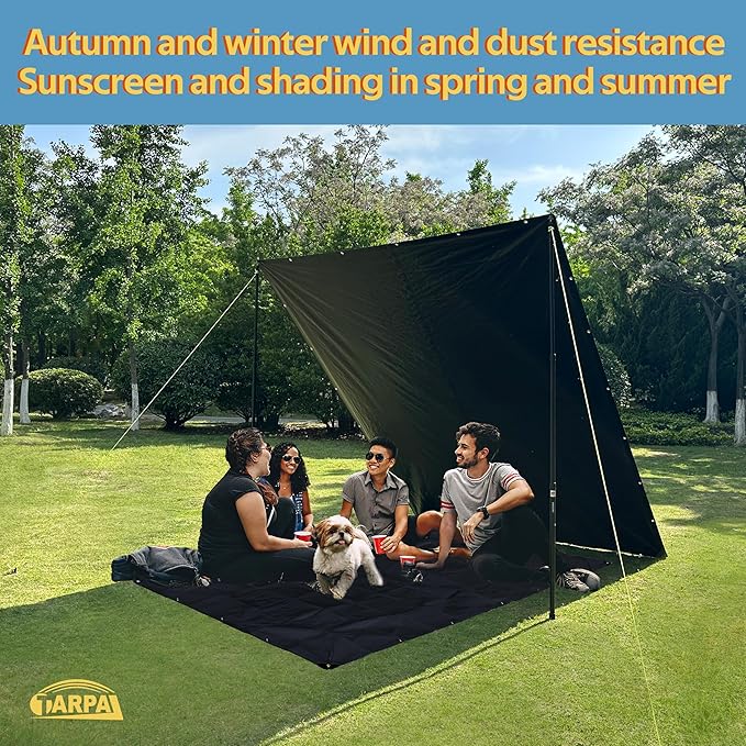 TARPAL 20x20ft tarp 14mil Heavy DutyTarp Black tarps Large Tarps,Water and UV Protection,for Outdoor Furniture Covers Waterproof,Awnings,Roofs,Tents,Pool Cover,Shade Cloth for Garden