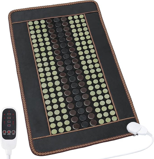 Far Infrared Heating Pad, Natural Jade and 2 Different Tourmaline Large Heating Pad, Electric Heating Pads for Back Abdomen, Auto Shut Off Function, 41.5" X 24",Father's Day Gifts