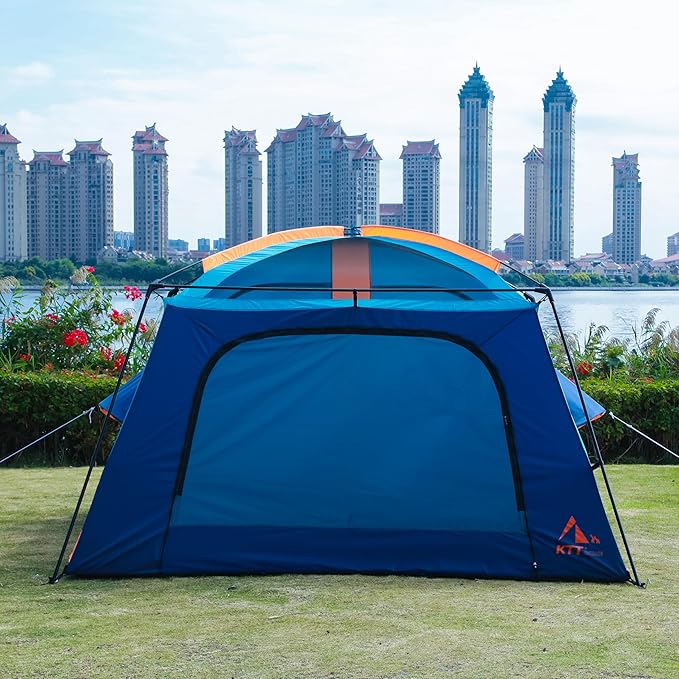 KTT Extra Large Tent 10-12-14 Person(B),Family Cabin Tents,2 Rooms,3 Doors and 3 Windows with Mesh,Straight Wall,Waterproof,Double Layer,Big Tent for Outdoor,Picnic,Camping,Family Gathering
