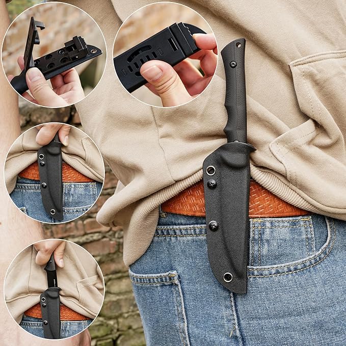 Fixed Blade Knife,3.86inch DC53 Steel Blade and G10 Handle,with Kydex Sheath,Fixed Blade EDC Tactical Knife for Men Women, Outdoor Hunting Hiking Survival Camping Knives.