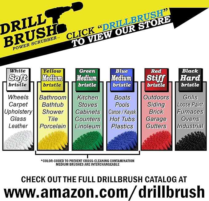 Nylon Drill Brush Attachment Set for Bathroom Cleaning - Power Scrubber Brush Kit for Bathtub, Shower, Tile, and Grout - All-Purpose Household Cleaning Brushes for Drill - Electric Grout Cleaner Kit