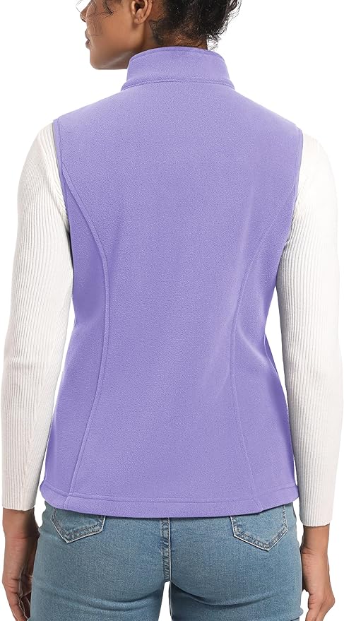 TACVASEN Women's Fleece Vest Lightweight Warm Vests Outerwear Sleeveless Zip Jacket Fall Winter Soft Vest with Pockets
