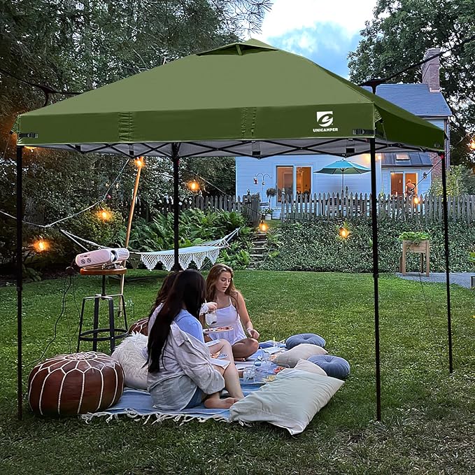 10x10 Pop Up Canopy Replacement Top Cover with Air Vent for Straight Leg Canopy Tent, Waterproof for Outdoor Garden Patio Camping Sun Shade(Top Only) (Olive Green, 2)