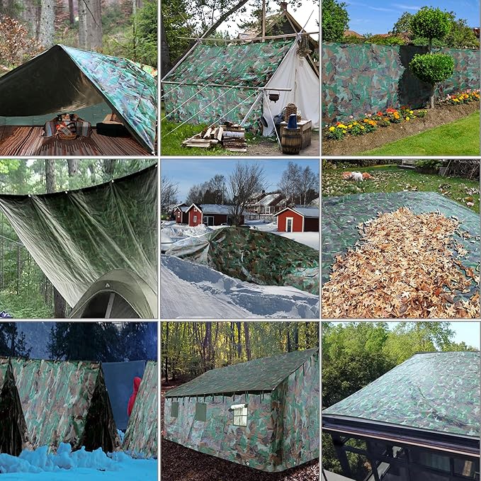 STARPYNG-7 Mil Camouflage 10x12 Feet Tarp-Multifunctional Camo Waterproof Tarpaulin-Waterproof, UV Resistant, Rip and Tear Resistant, Poly Tarpaulin with Reinforced Edges for Cover