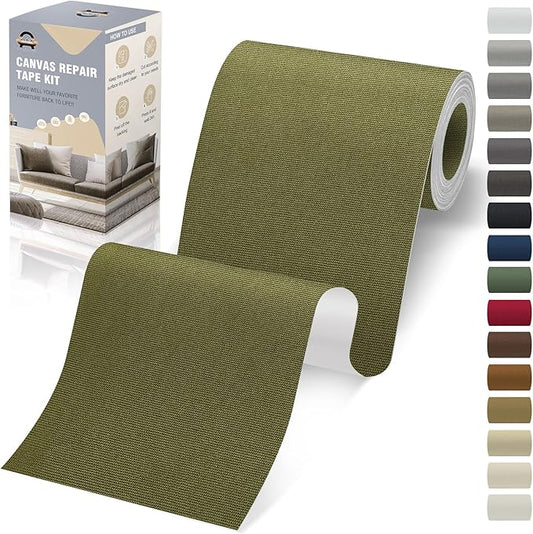 OAZ 4 x 79 inch Canvas Repair Patches Canvas Fabric Patch Self-Adhesive Canvas Repair Tape Waterproof Outdoor Gear Repair Patch Kit for Boat Cover Awning Sofa Chair Couch Tent Bag (Green)
