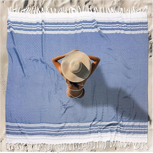 Oversized Turkish Beach Towel Blanket XXL Cotton Sandproof Towels Boho Woven Extra Large Big Sand Free Giant Throw Blankets Huge Quilt XL Picnic Camping Necessities Cloud for Adult Gifts