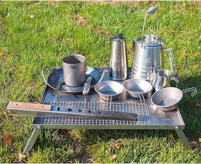 Winnerwell Accessory Table for Flatfold Fire Pit - XL | Portable Stainless Steel Accessory Table for Fire Pan and Camping