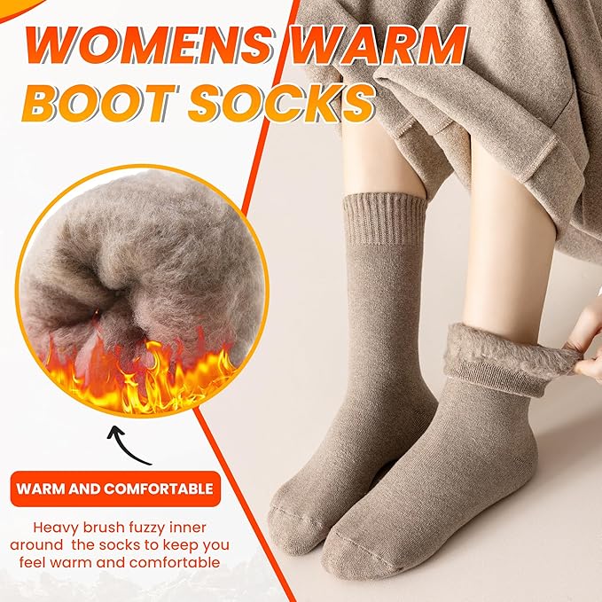 Velice Winter Warm Thermal Socks for Women Extra Thick Insulated Heated Crew Boot Socks for Cold Weather 5 Pairs