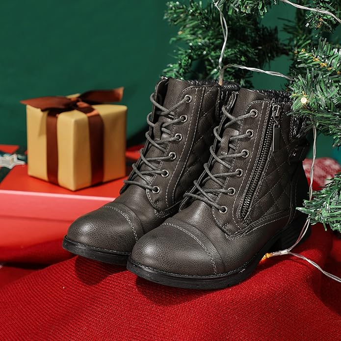 STQ Women's Combat Boots Lace up Ankle Booties
