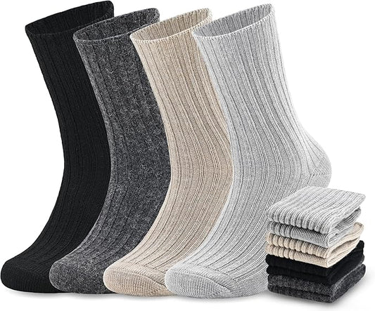 Panda Bros Wool Hiking Socks for Men & Women, Warm Winter Thick Thermal Crew Socks, Cozy Soft Boot Work Socks, 4 Pack