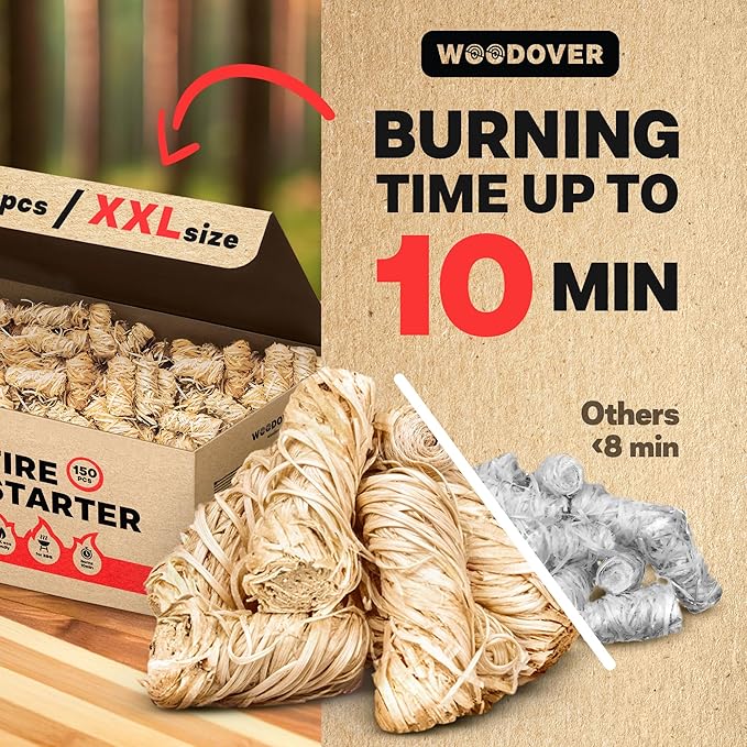 300 pcs Large Fire Starters for Fireplace, Natural Fire Starter for Campfires, for Wood Stove, BBQ, Grill, Pizza Oven, Outdoor Fire Pit, Chimney Charcoal Starter