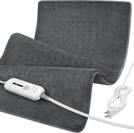 VITANEST Heating Pad for Back Pain Relief Electric Heat Pads for Period Cramps 18" x 33" Hot Pad for Arms, Abdomen, Shoulder, Knee, Legs 3 Heat Settings and 2H Auto-Off, Gifts for Women and Men, Gray