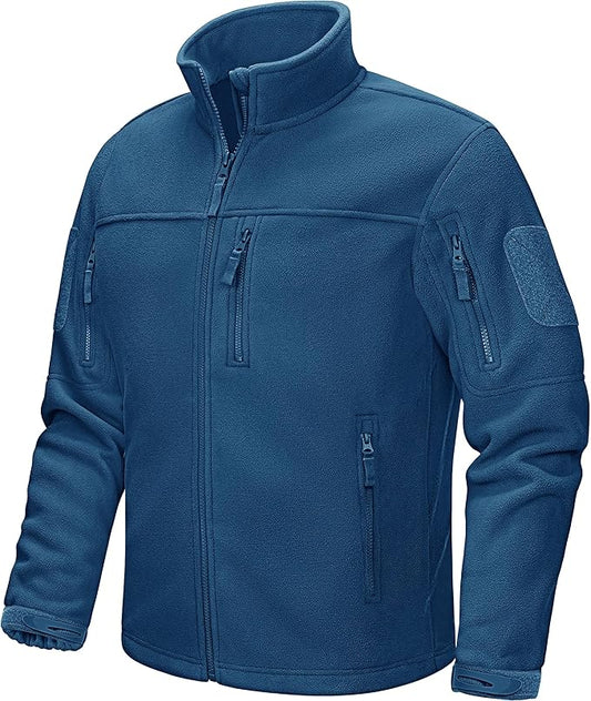 CRYSULLY Men's Fleece Jacket Tactical Full-Zip Winter Coat Jackets Multi Pockets