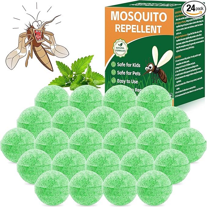 Mosquito Repellent, 24 Pack, Natural Insect Control for Indoor Outdoor, Patio, Yard, Camping (Peppermint)