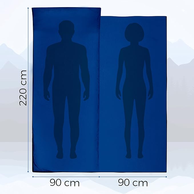 MIQIO Sport 2-in-1 Sleeping Bag Liner and XL Sized Travel Sheet - Ultra Lightweight Sleep Liner Double Travel Bed Sheet - Inlett Inlay