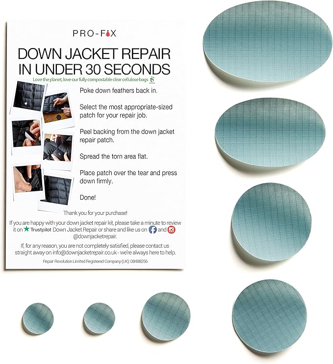 Self-Adhesive Waterproof Repair Patch Kit - 30-Second Fix for Down Jackets, Tents, Sleeping Bags, Backpacks, Outdoor and Camping Gear - Pre-Cut Nylon Ripstop Patches, Multiple Colors - Light Gray