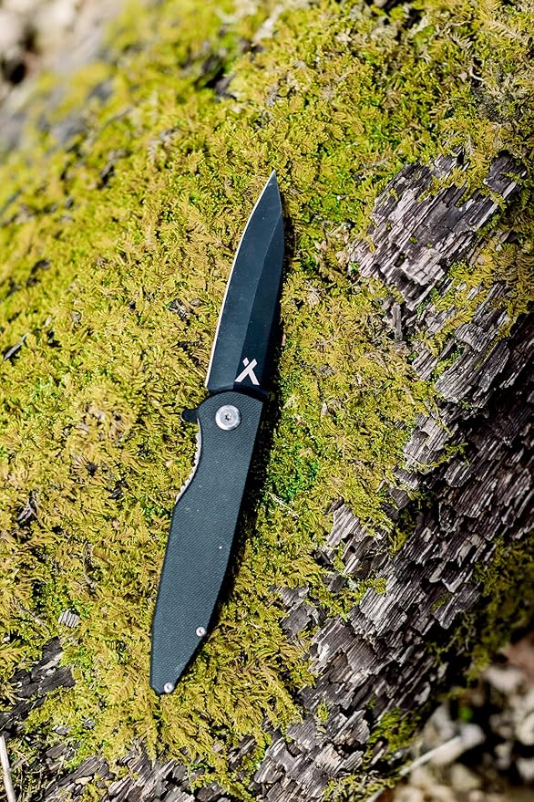 Folding Blade Pocket Knife, 3.6" 3cr13 Steel Blade, EDC Knife with G10 Handle, and Belt Clip for Camping, Survival and Backpacking - Black