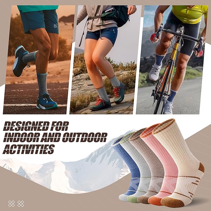 ANTSANG 5 Pairs Merino Wool Hiking Socks for Men & Women Thermal Winter Warm Moisture Wicking Cushion Boot Socks