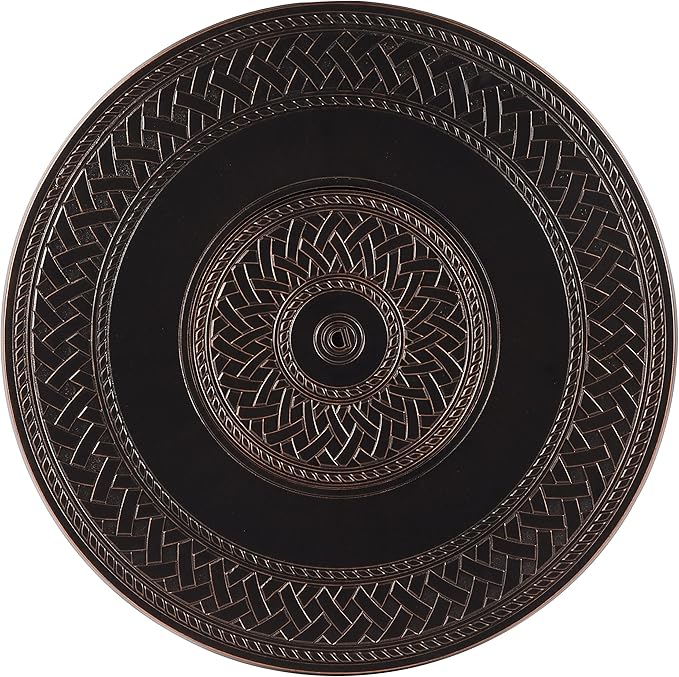 Aluminum 37,0000 BTU 34 in. Round Propane Black Fire Pit Table with Fire Beads, Lid, Propane Tank Cover and Table Fabric Covers in Copper Finish