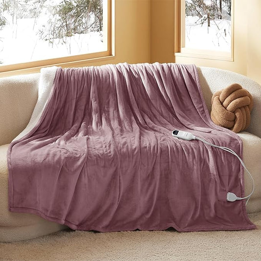 Bedsure Electric Blanket Full Size - Soft Flannel Heated Blanket, Fast Heating with 10 Time Settings & 6 Heat Settings, Warm Gift for Grandma (72x84 inches, Woodrose)
