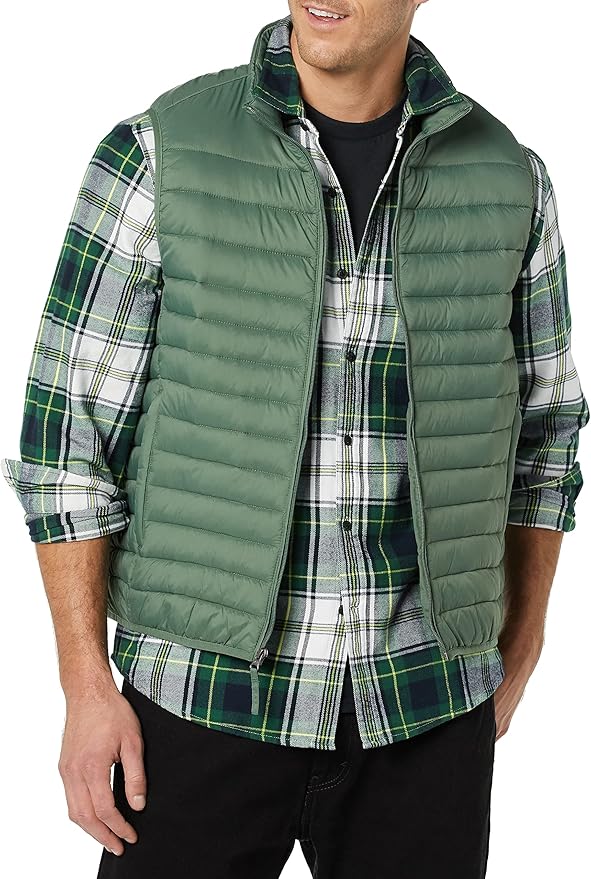 Amazon Essentials Mens Lightweight Water-Resistant Packable Puffer Vest