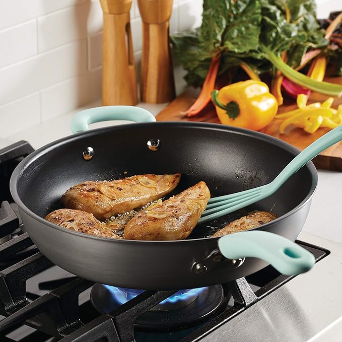 Rachael Ray Create Delicious Deep Hard Anodized Nonstick Frying Pan / Fry Pan / Hard Anodized Skillet - 12.5 Inch, Gray