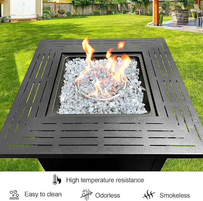 20 Pounds Fire Glass 1/2 Inch High Reflective Tempered Firepit Glass Rocks for Fireplace, Fire Pit Table, Fire Bowl and Landscaping (Crystal Clear)