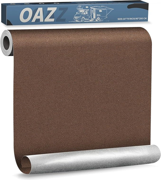 OAZ 16 x 79 inch Canvas Repair Patches Canvas Fabric Patch Self-Adhesive Canvas Repair Tape Waterproof Outdoor Gear Repair Patch Kit for Boat Cover Awning Sofa Chair Couch Tent Bag (Dark Brown)