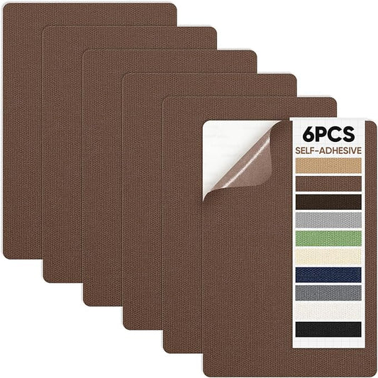 Canvas Patch 5.5 x 8 Inches 6Pcs Self-Adhesive Waterproof Canvas Patch Kit for Repairing Tents,Sofas,Boat Covers,Camping Chair,Awnings,Car Seats.(Brown)
