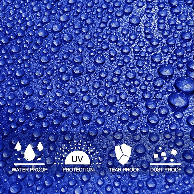 STARPYNG-7 Mil Blue 9X12 Feet Tarp-Multifunctional Blue Waterproof Tarpaulin-Waterproof, UV Resistant, Rip and Tear Resistant, Poly Tarpaulin with Reinforced Edges for Cover