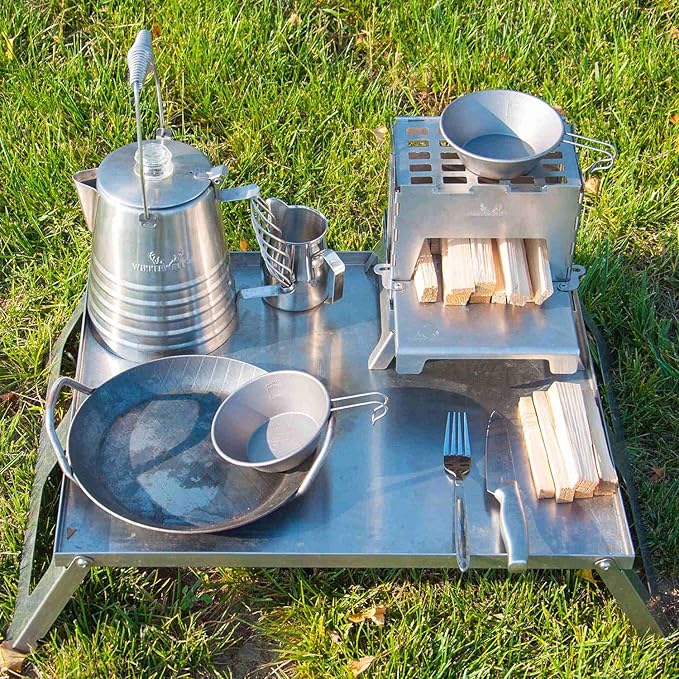 Winnerwell Accessory Table for Flatfold Fire Pit - XL | Portable Stainless Steel Accessory Table for Fire Pan and Camping